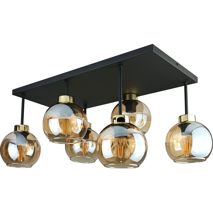 Surface-mounted chandelier NESSA 6xE27/60W/230V black/gold/smoky beige