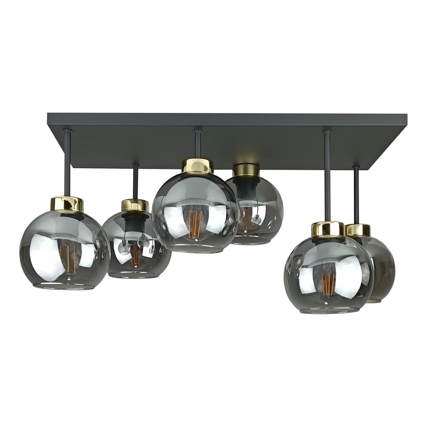 Surface-mounted chandelier NESSA 6xE27/60W/230V black/gold/smoky black