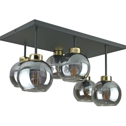 Surface-mounted chandelier NESSA 6xE27/60W/230V black/gold/smoky black