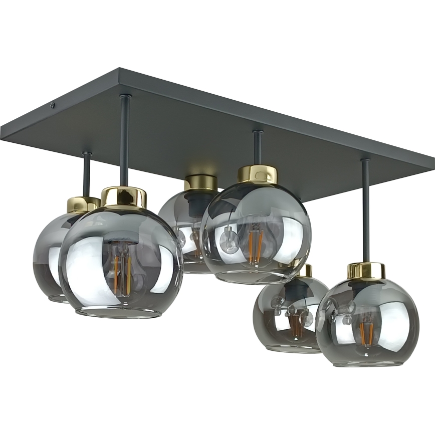 Surface-mounted chandelier NESSA 6xE27/60W/230V black/gold/smoky black