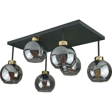 Surface-mounted chandelier NESSA 6xE27/60W/230V black/gold/smoky black