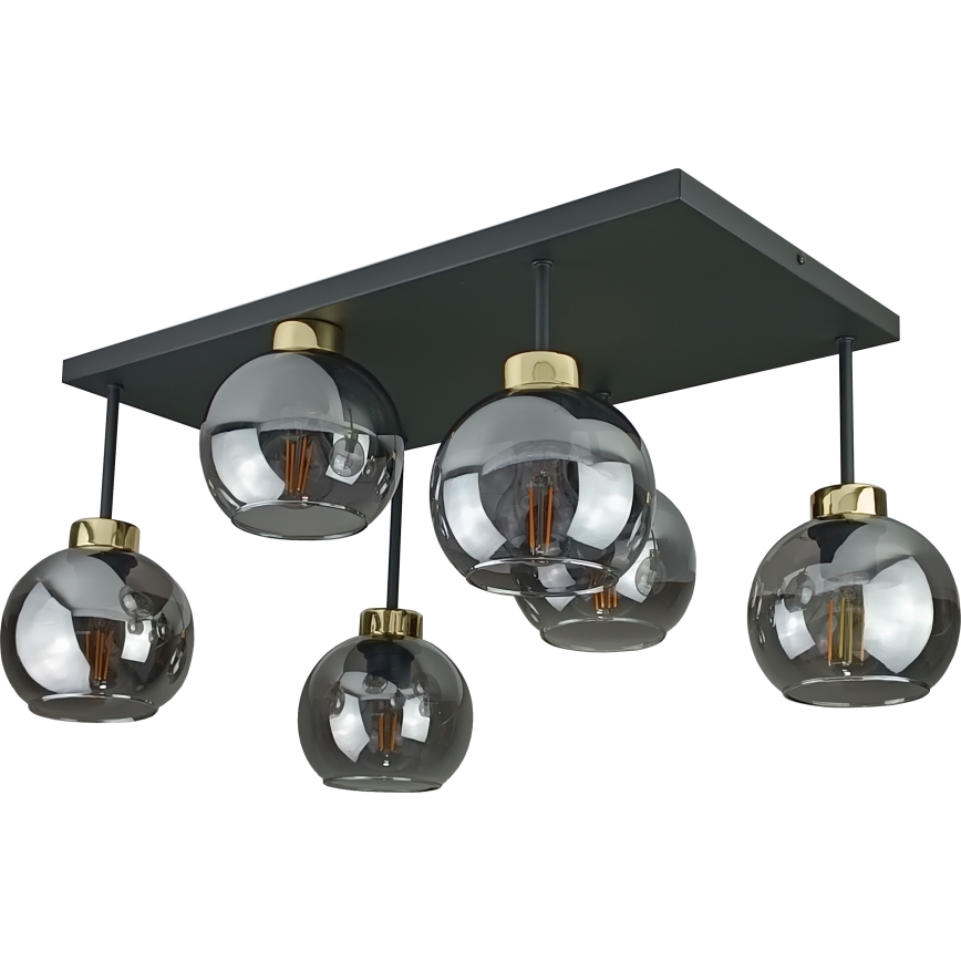 Surface-mounted chandelier NESSA 6xE27/60W/230V black/gold/smoky black