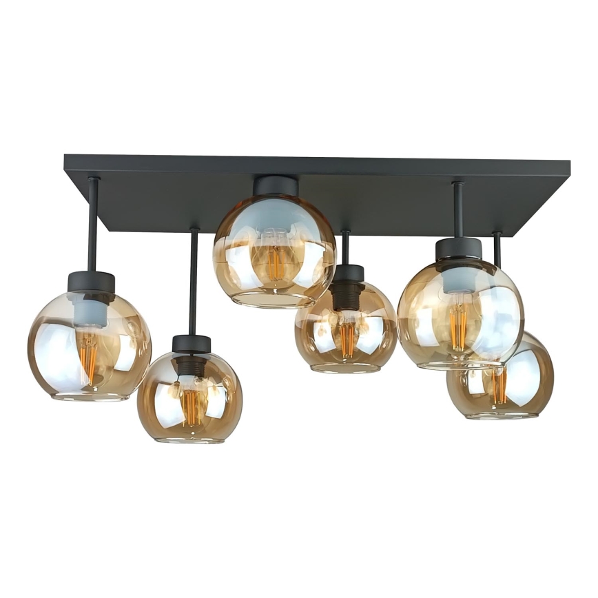 Surface-mounted chandelier NESSA 6xE27/60W/230V black/smoky beige