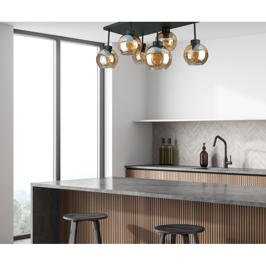 Surface-mounted chandelier NESSA 6xE27/60W/230V black/smoky beige