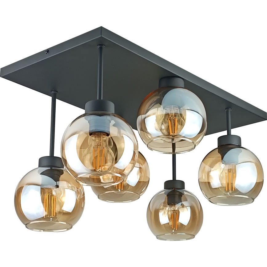 Surface-mounted chandelier NESSA 6xE27/60W/230V black/smoky beige