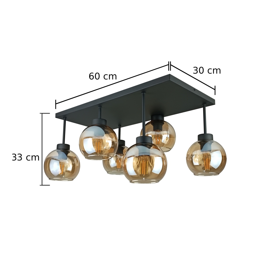 Surface-mounted chandelier NESSA 6xE27/60W/230V black/smoky beige