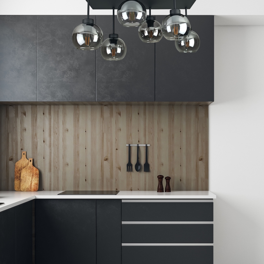Surface-mounted chandelier NESSA 6xE27/60W/230V black/smoky black