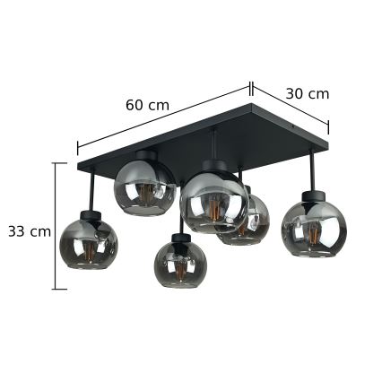 Surface-mounted chandelier NESSA 6xE27/60W/230V black/smoky black