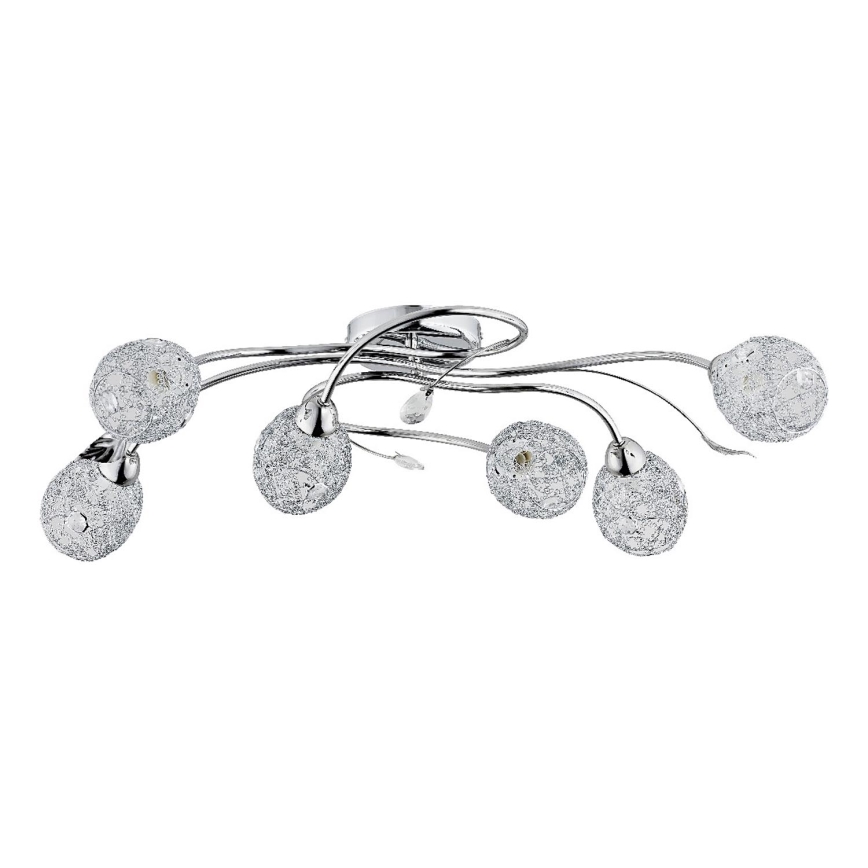 Surface-mounted chandelier ORLEAN 6xE14/10W/230V shiny chrome