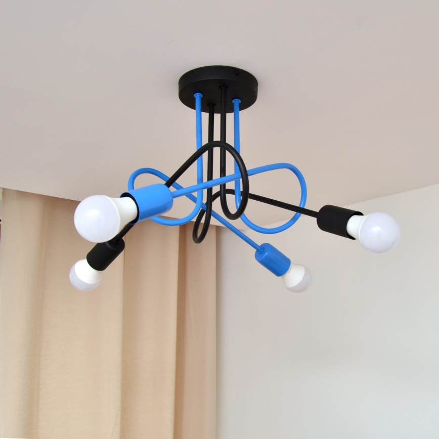 Surface-mounted chandelier OXFORD 4xE27/15W/230V black/blue