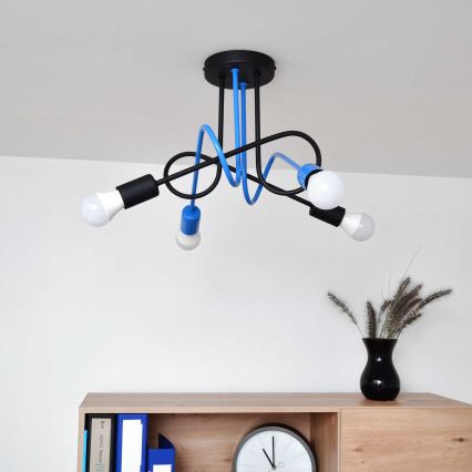 Surface-mounted chandelier OXFORD 4xE27/15W/230V black/blue