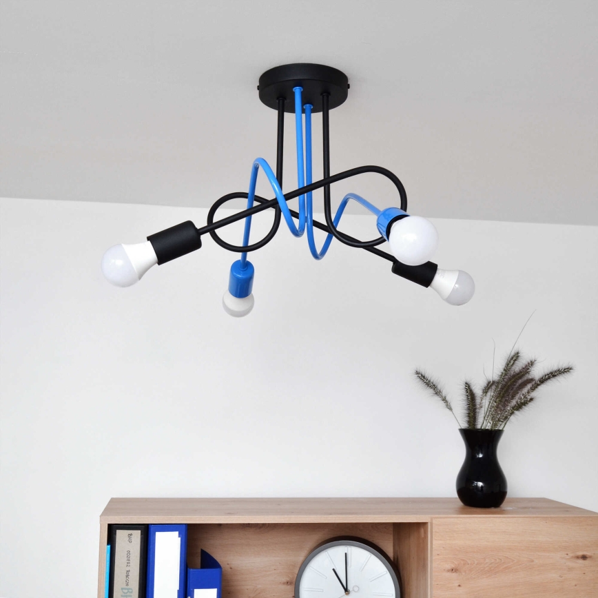 Surface-mounted chandelier OXFORD 4xE27/15W/230V black/blue