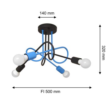 Surface-mounted chandelier OXFORD 4xE27/15W/230V black/blue