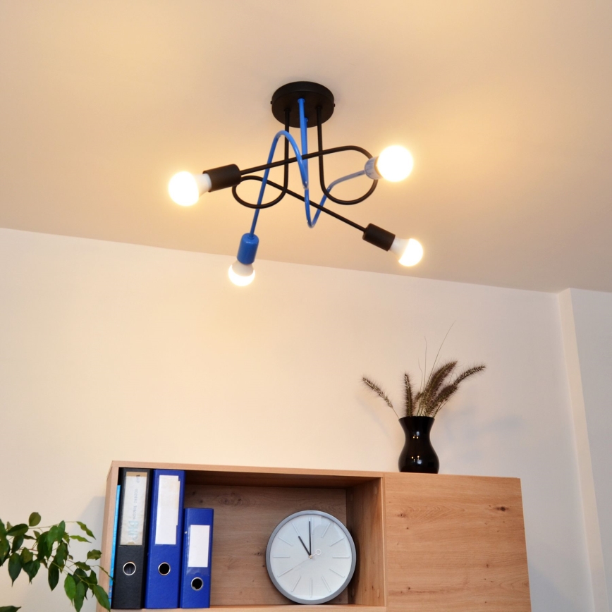 Surface-mounted chandelier OXFORD 4xE27/15W/230V black/blue