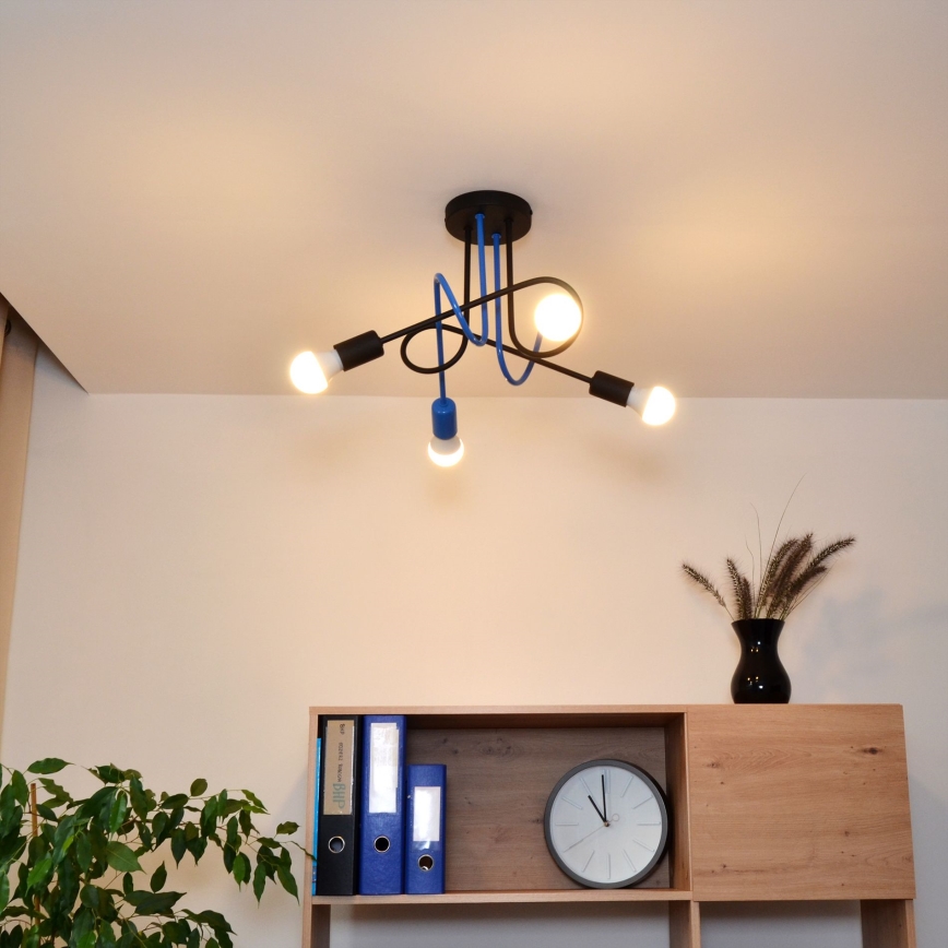 Surface-mounted chandelier OXFORD 4xE27/15W/230V black/blue