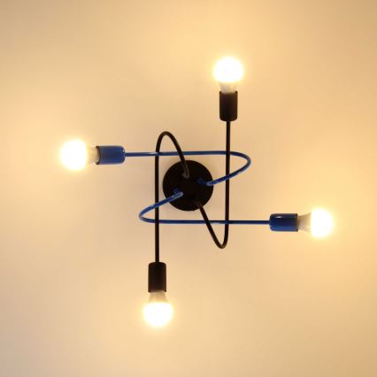 Surface-mounted chandelier OXFORD 4xE27/15W/230V black/blue