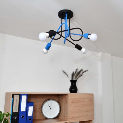 Surface-mounted chandelier OXFORD 4xE27/15W/230V black/blue