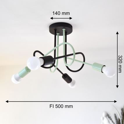 Surface-mounted chandelier OXFORD 4xE27/15W/230V black/green