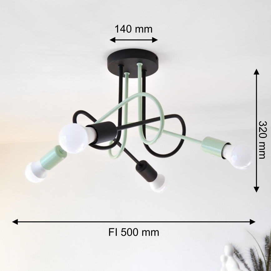 Surface-mounted chandelier OXFORD 4xE27/15W/230V black/green