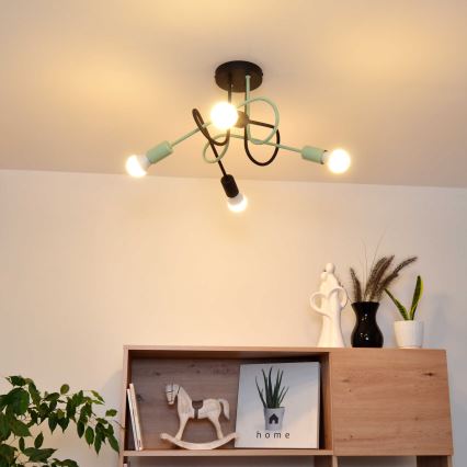Surface-mounted chandelier OXFORD 4xE27/15W/230V black/green