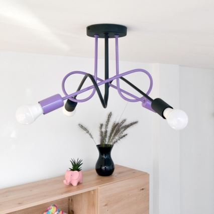 Surface-mounted chandelier OXFORD 4xE27/15W/230V black/purple