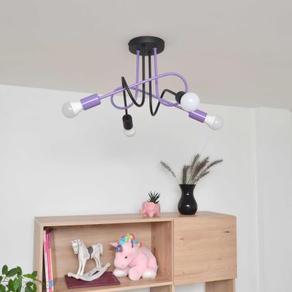Surface-mounted chandelier OXFORD 4xE27/15W/230V black/purple