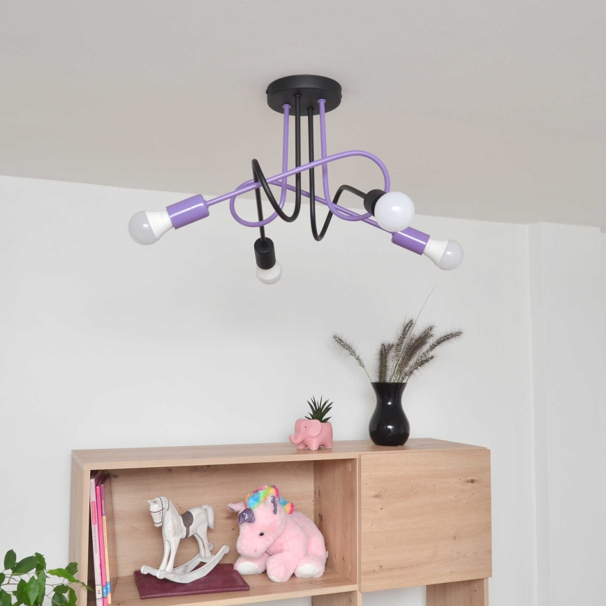 Surface-mounted chandelier OXFORD 4xE27/15W/230V black/purple
