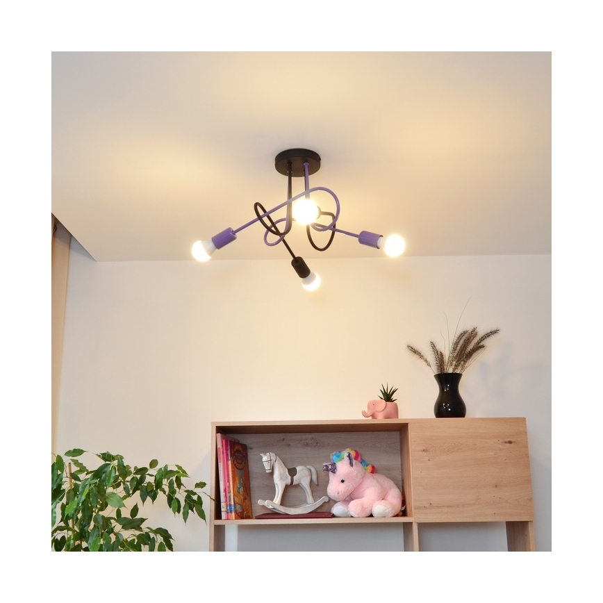 Surface-mounted chandelier OXFORD 4xE27/15W/230V black/purple