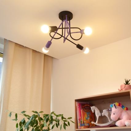 Surface-mounted chandelier OXFORD 4xE27/15W/230V black/purple