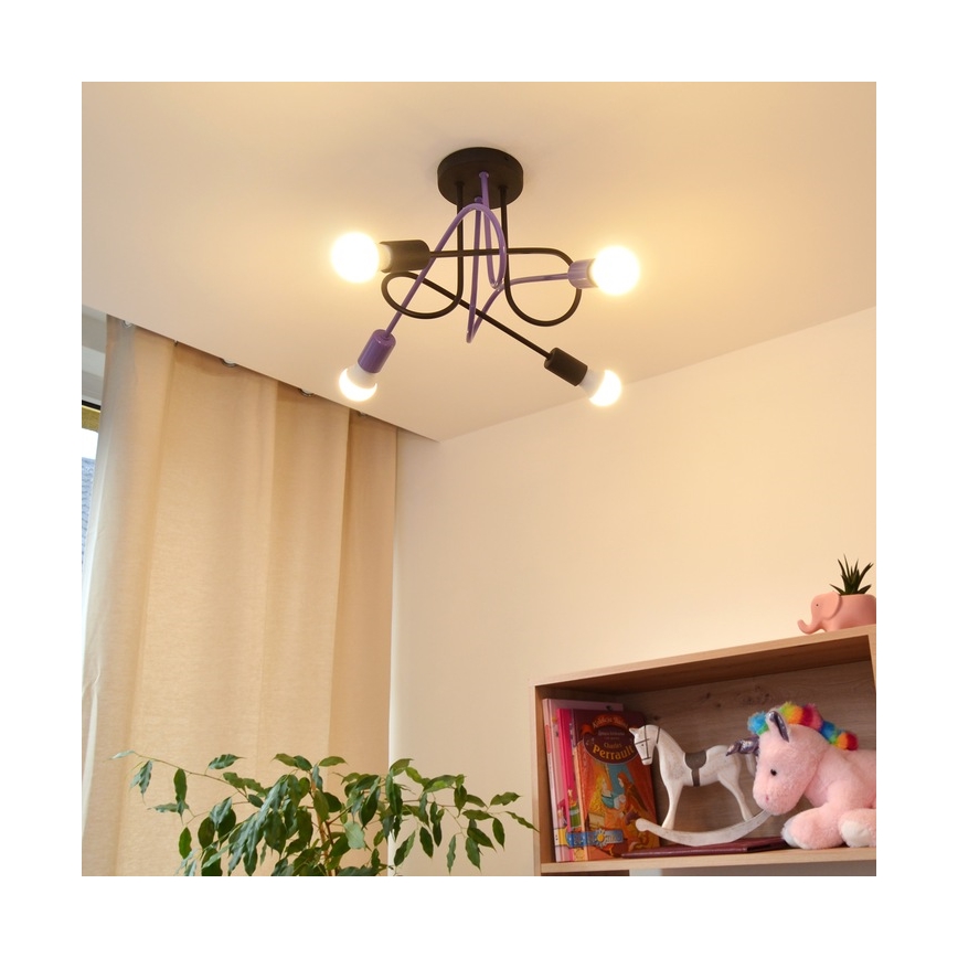 Surface-mounted chandelier OXFORD 4xE27/15W/230V black/purple