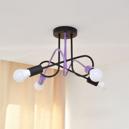 Surface-mounted chandelier OXFORD 4xE27/15W/230V black/purple