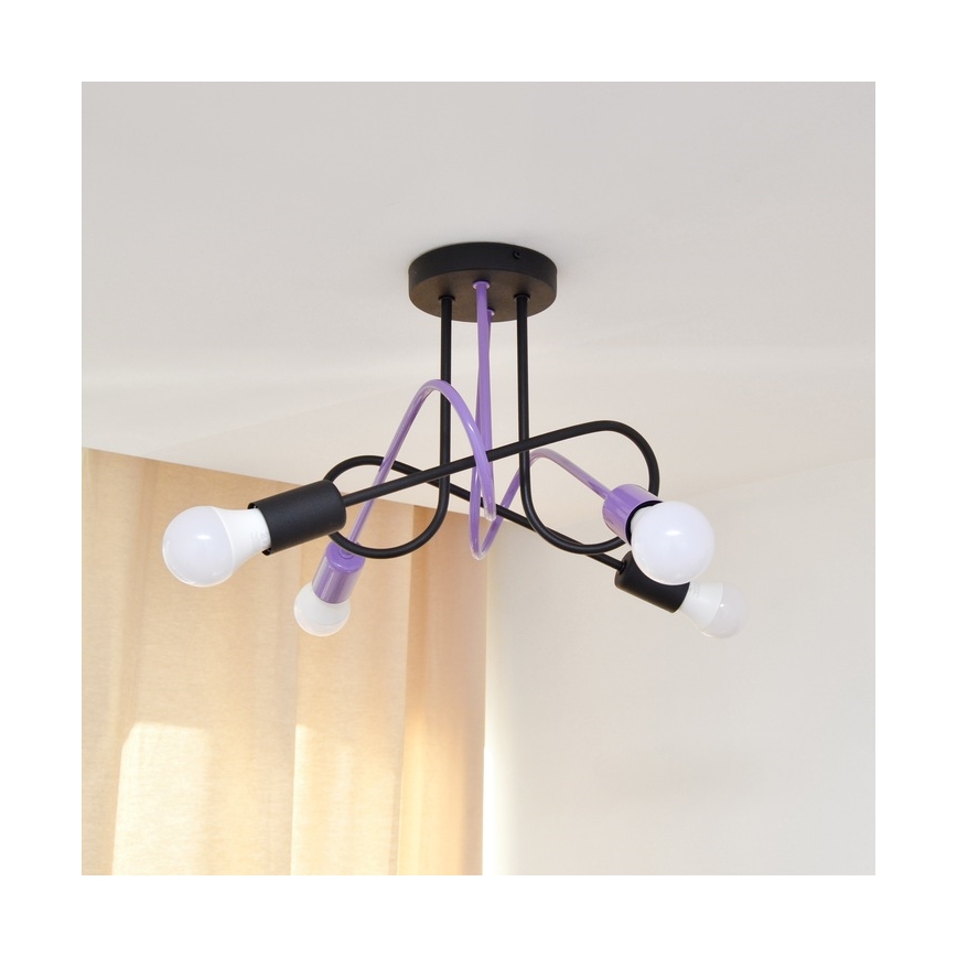 Surface-mounted chandelier OXFORD 4xE27/15W/230V black/purple