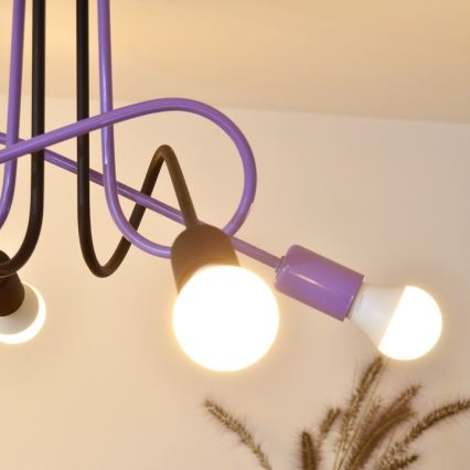 Surface-mounted chandelier OXFORD 4xE27/15W/230V black/purple