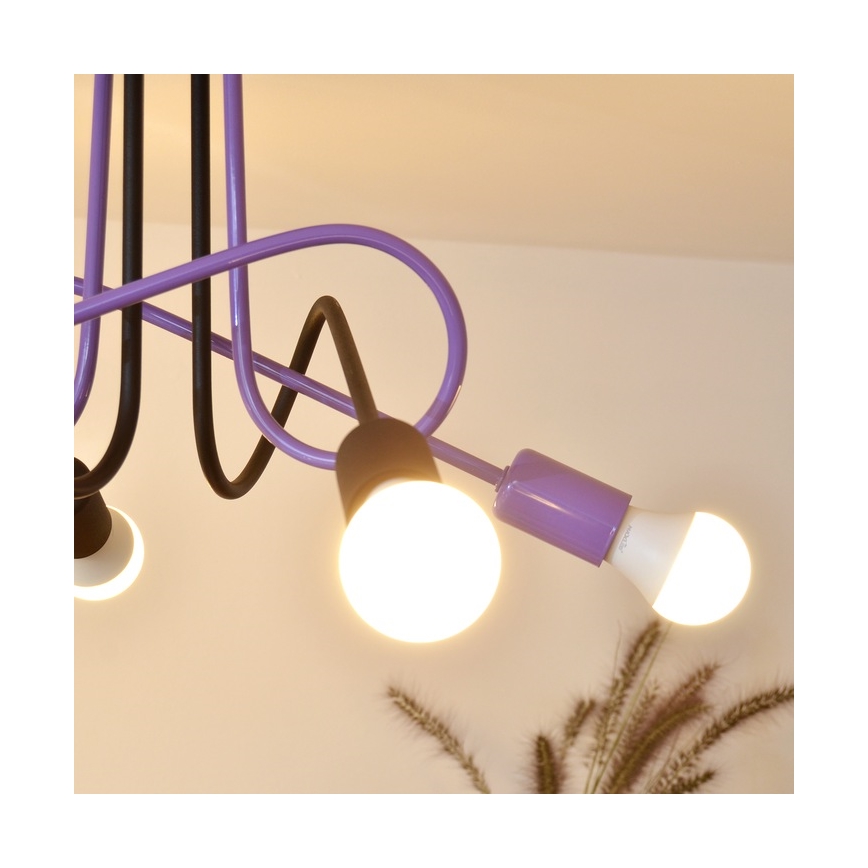 Surface-mounted chandelier OXFORD 4xE27/15W/230V black/purple