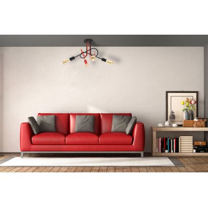 Surface-mounted chandelier OXFORD 4xE27/15W/230V black/red