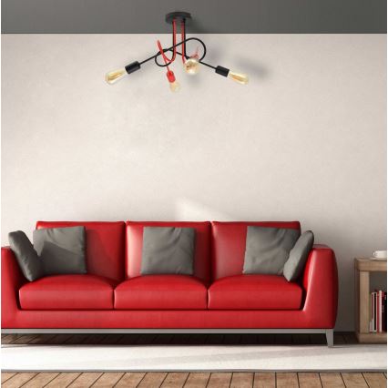 Surface-mounted chandelier OXFORD 4xE27/15W/230V black/red