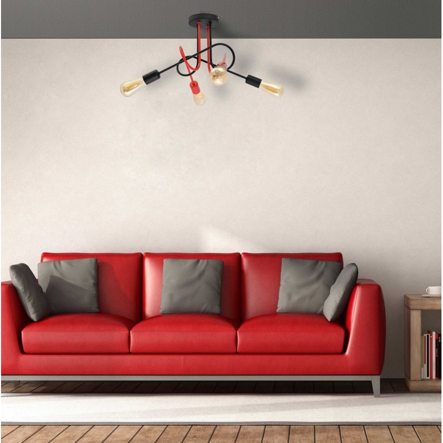 Surface-mounted chandelier OXFORD 4xE27/15W/230V black/red