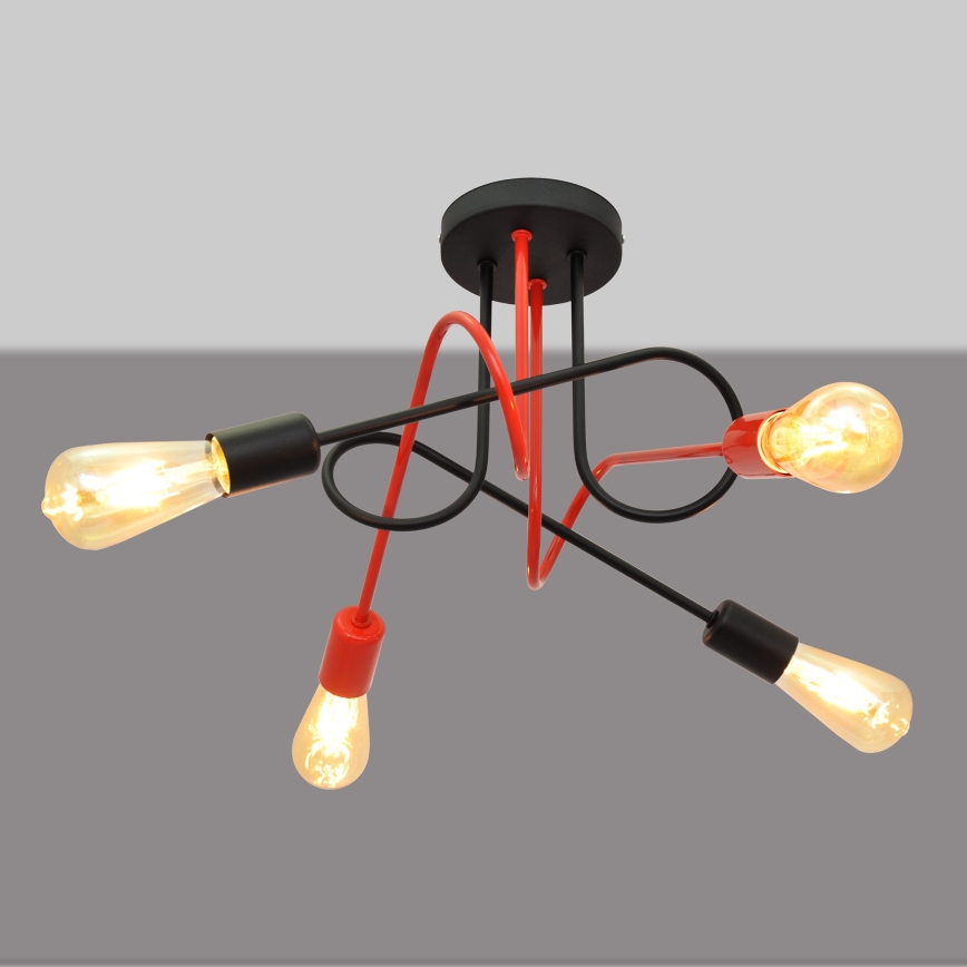 Surface-mounted chandelier OXFORD 4xE27/15W/230V black/red