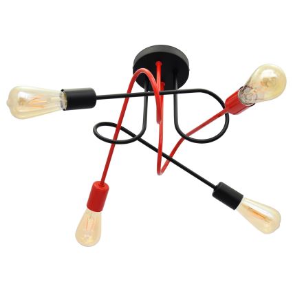 Surface-mounted chandelier OXFORD 4xE27/15W/230V black/red