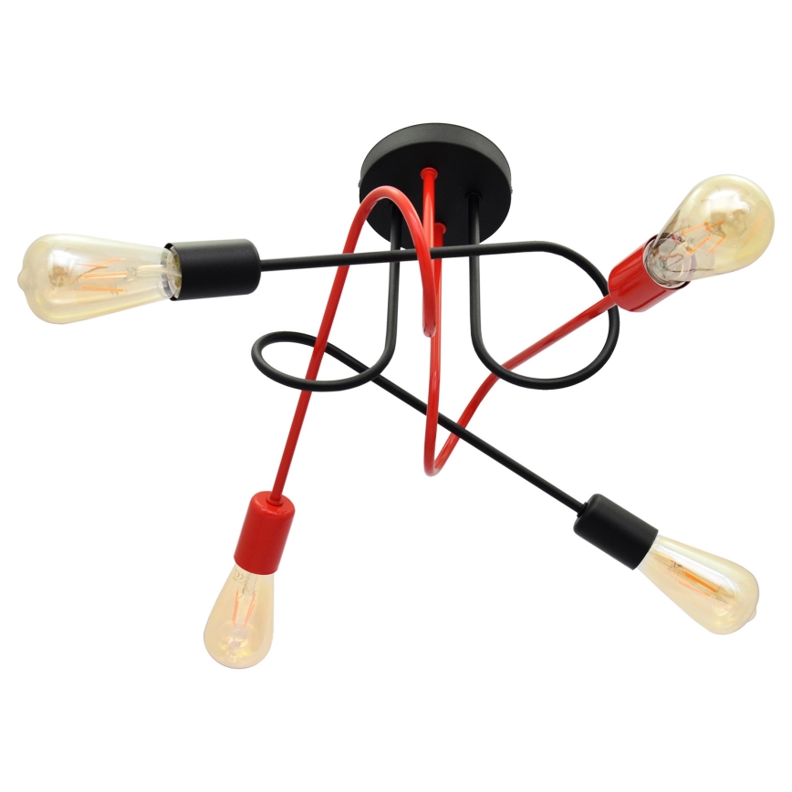 Surface-mounted chandelier OXFORD 4xE27/15W/230V black/red