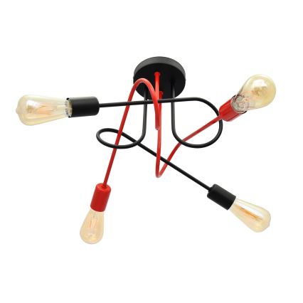 Surface-mounted chandelier OXFORD 4xE27/15W/230V black/red