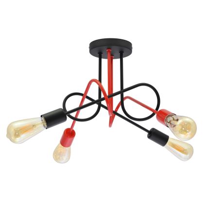 Surface-mounted chandelier OXFORD 4xE27/15W/230V black/red