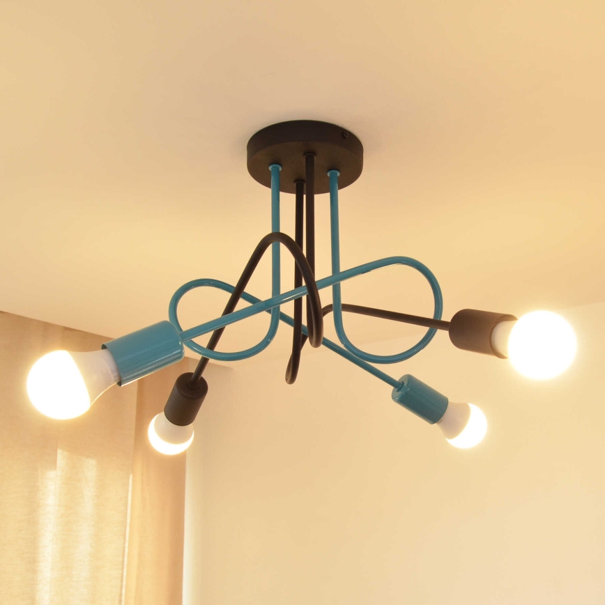 Surface-mounted chandelier OXFORD 4xE27/15W/230V black/turquoise