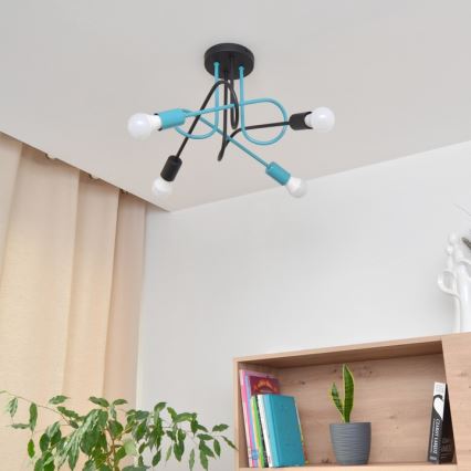 Surface-mounted chandelier OXFORD 4xE27/15W/230V black/turquoise