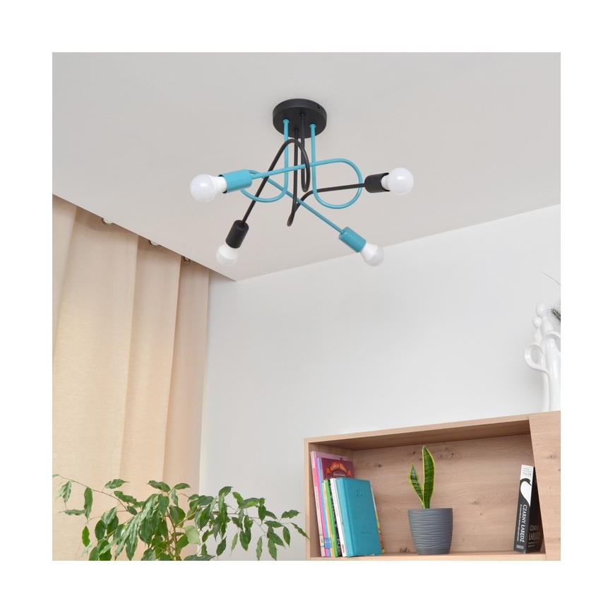 Surface-mounted chandelier OXFORD 4xE27/15W/230V black/turquoise