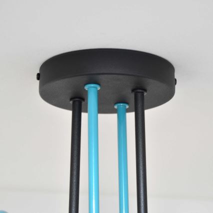 Surface-mounted chandelier OXFORD 4xE27/15W/230V black/turquoise