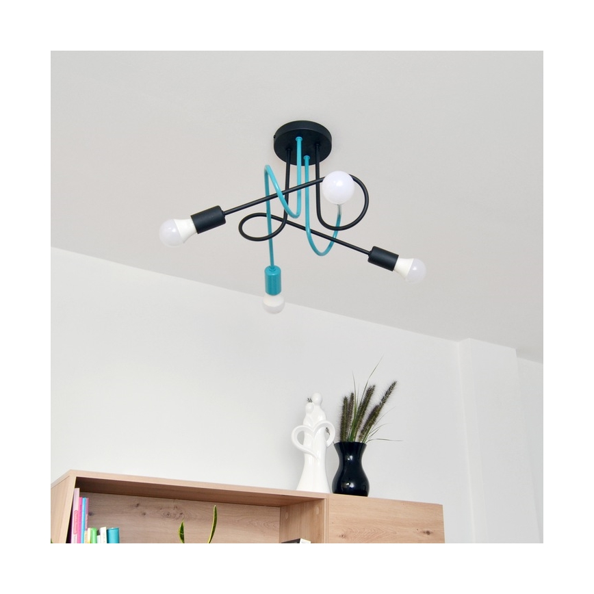 Surface-mounted chandelier OXFORD 4xE27/15W/230V black/turquoise