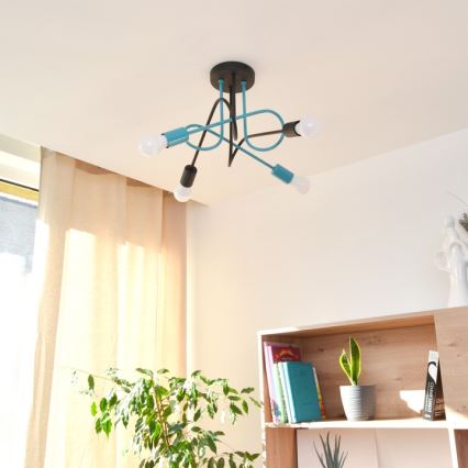 Surface-mounted chandelier OXFORD 4xE27/15W/230V black/turquoise