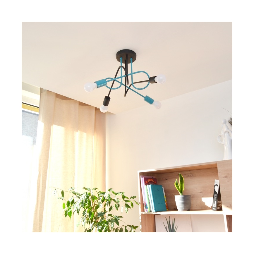 Surface-mounted chandelier OXFORD 4xE27/15W/230V black/turquoise