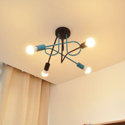 Surface-mounted chandelier OXFORD 4xE27/15W/230V black/turquoise